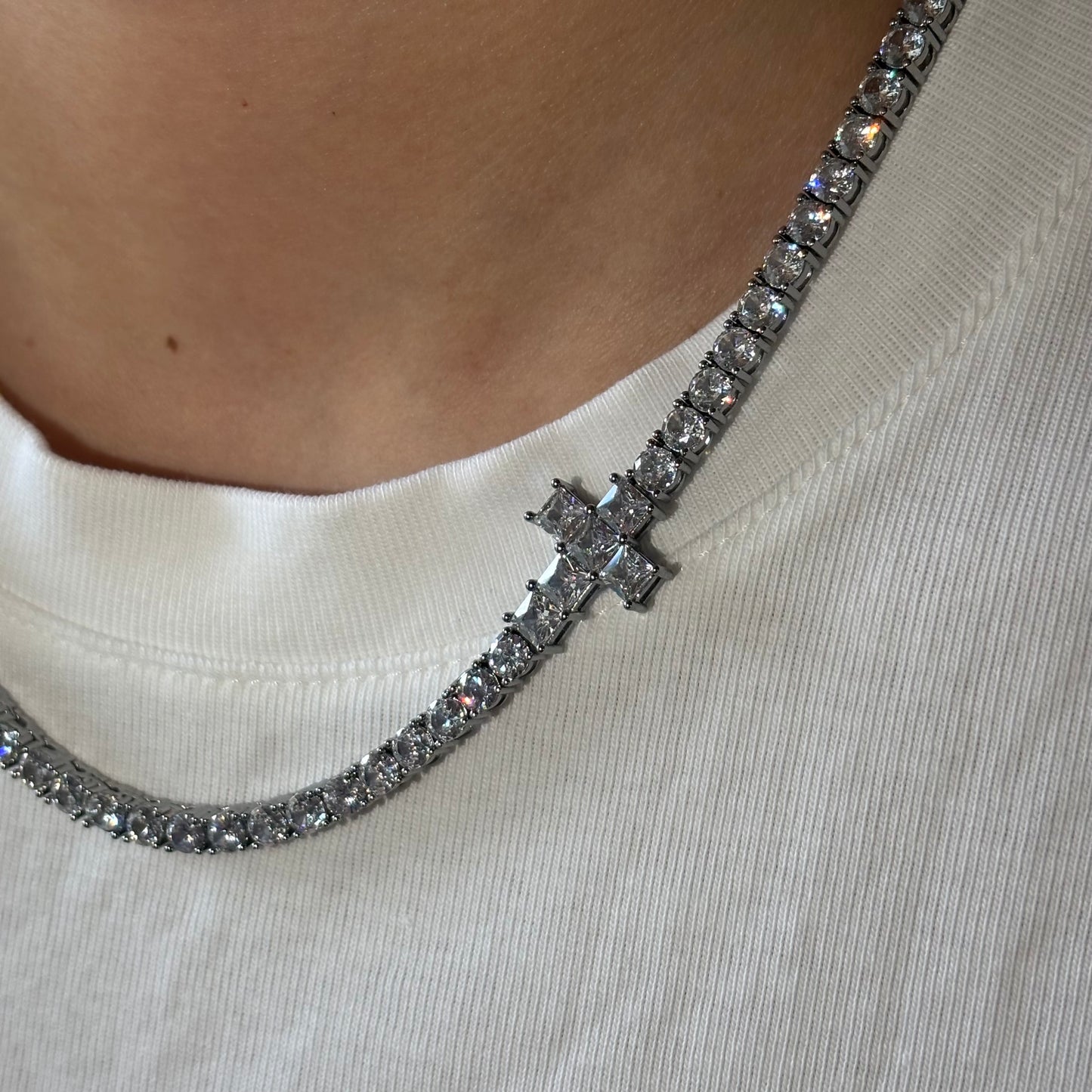 Cross Tennis Necklace