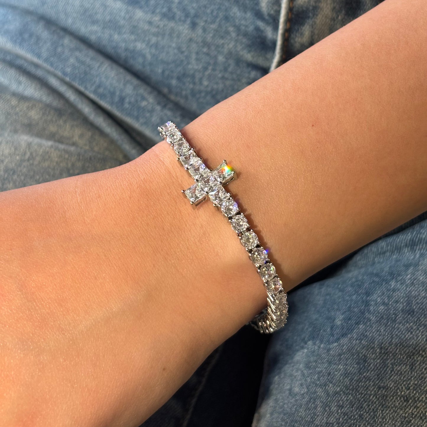 Cross Tennis Bracelet
