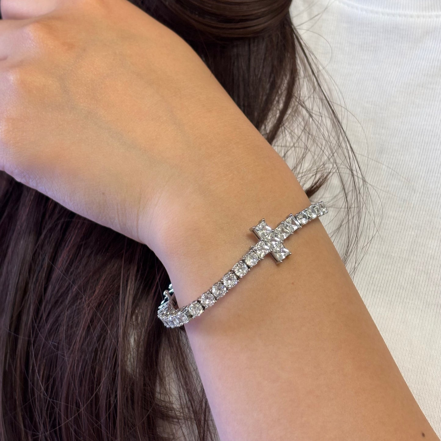 Cross Tennis Bracelet