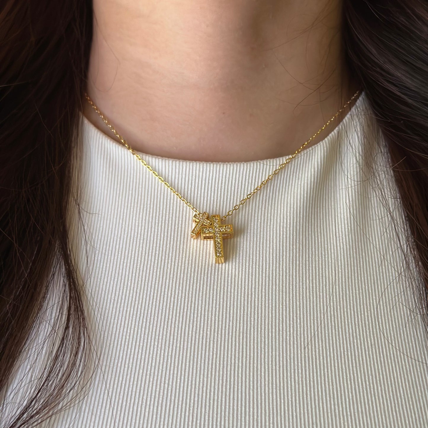 Double Cross Necklace