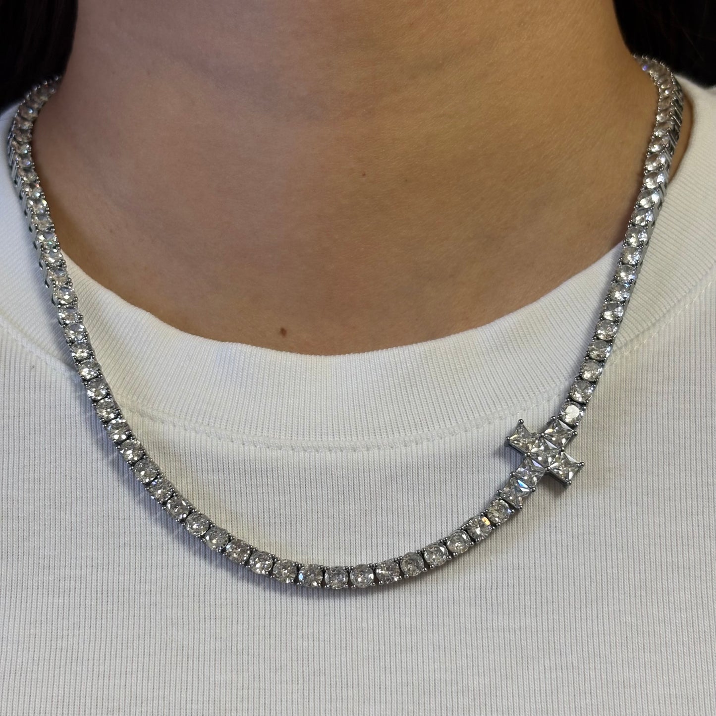 Cross Tennis Necklace