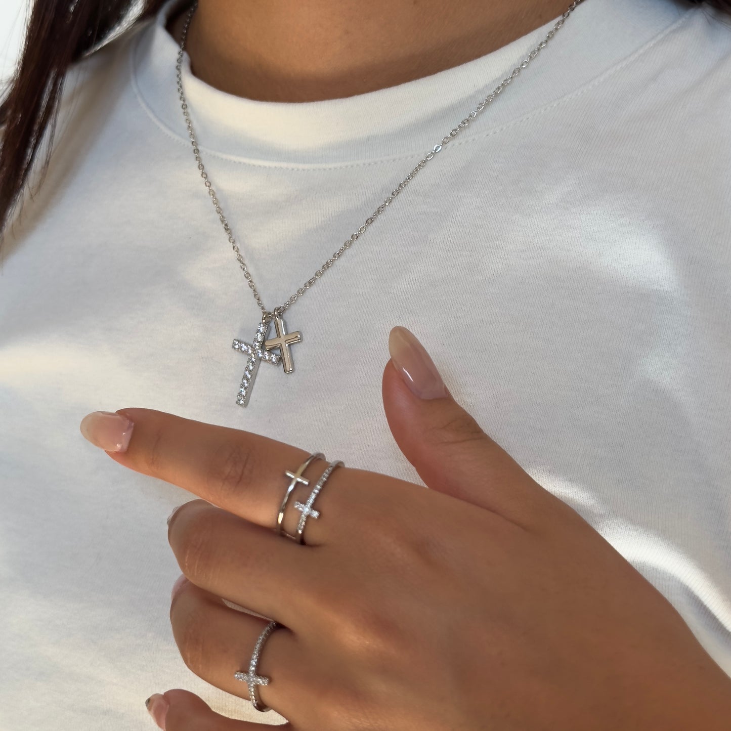 Double Cross Necklace