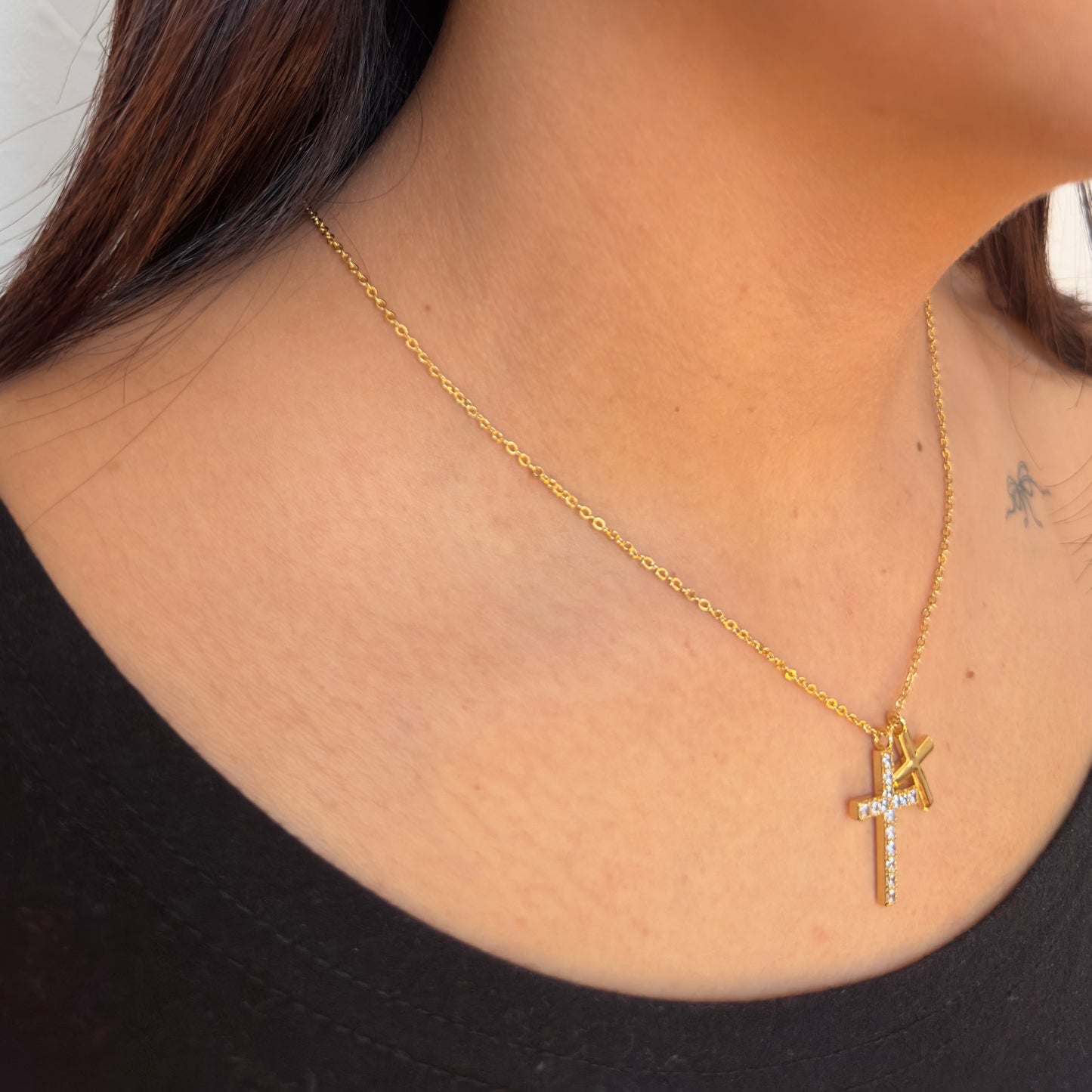 Double Cross Necklace